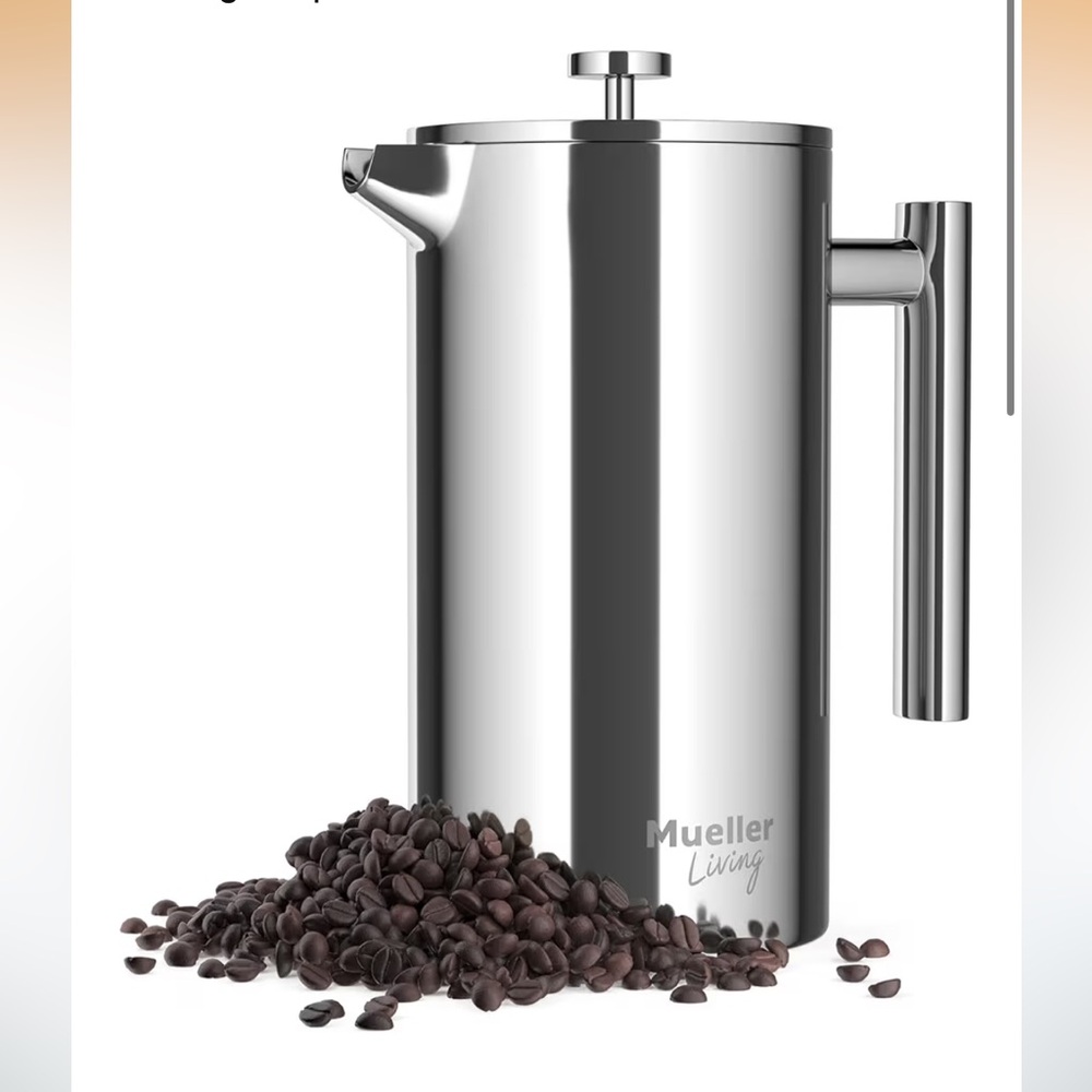MuellerLiving French Press Coffee Maker 34oz,Stainless Steel French Press Coffee